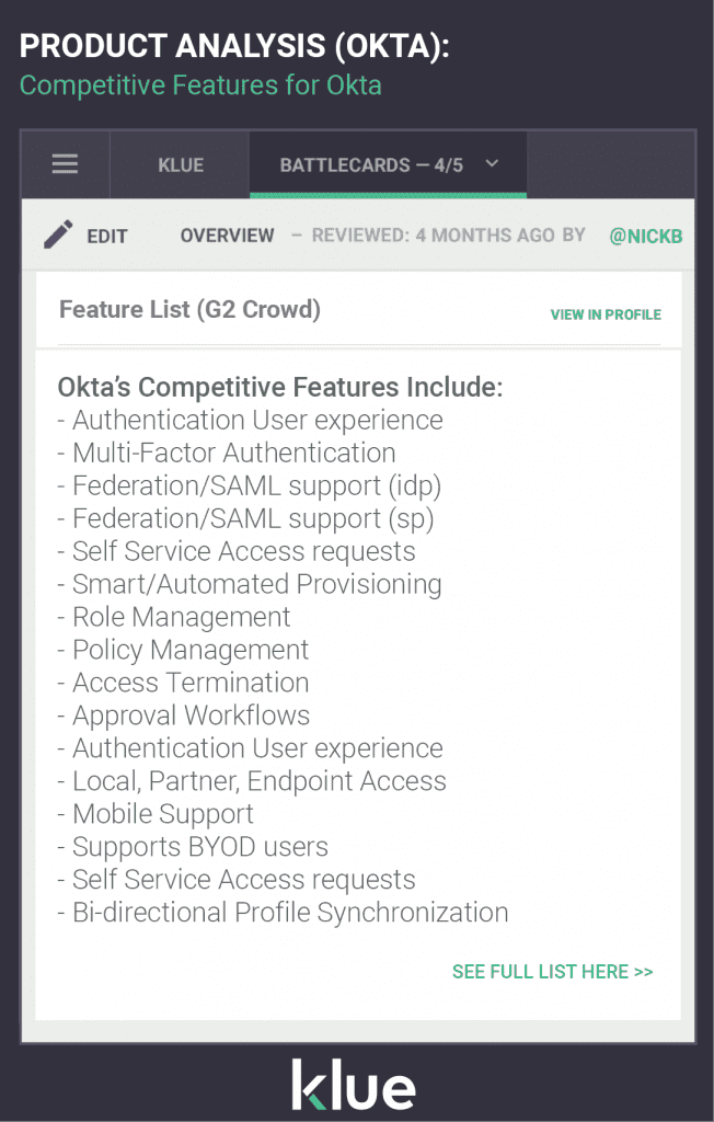 Competitive Product Analysis Template Okta Competitive Features