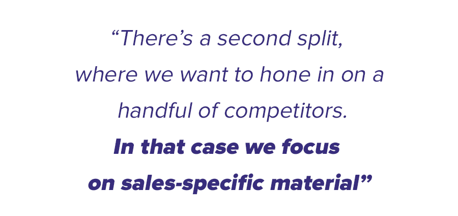 Sales-specific content is most important when you want to hone in on a competitor