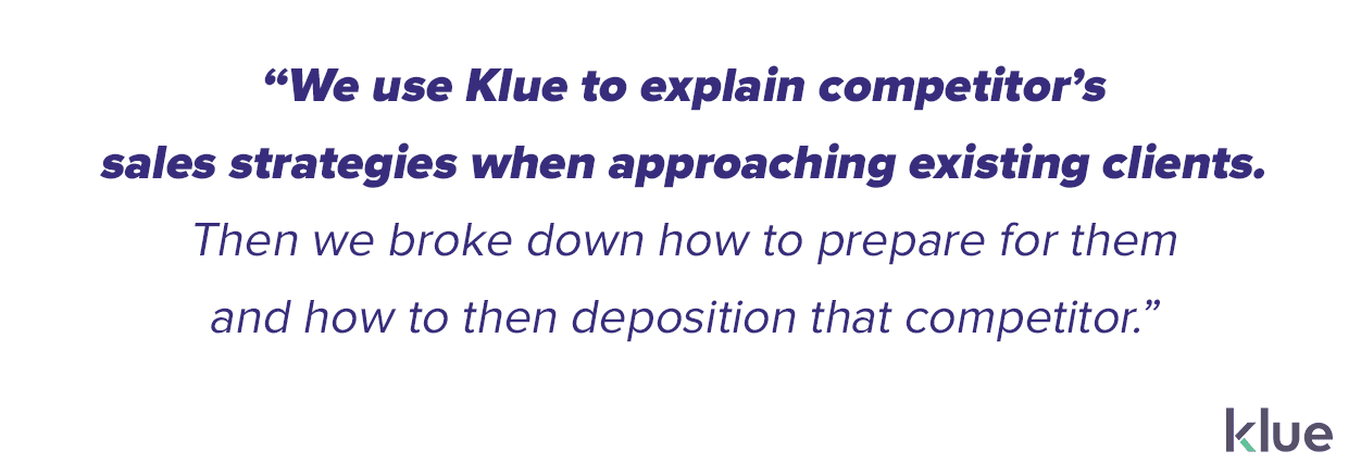 dotdigital uses Klue to break down a competitor's sales strategy when targeting their clients. This prepares them to defend and retain customers.