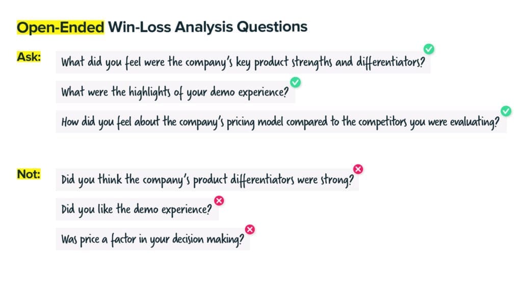 best win-loss analysis questions to ask in win-loss interviews