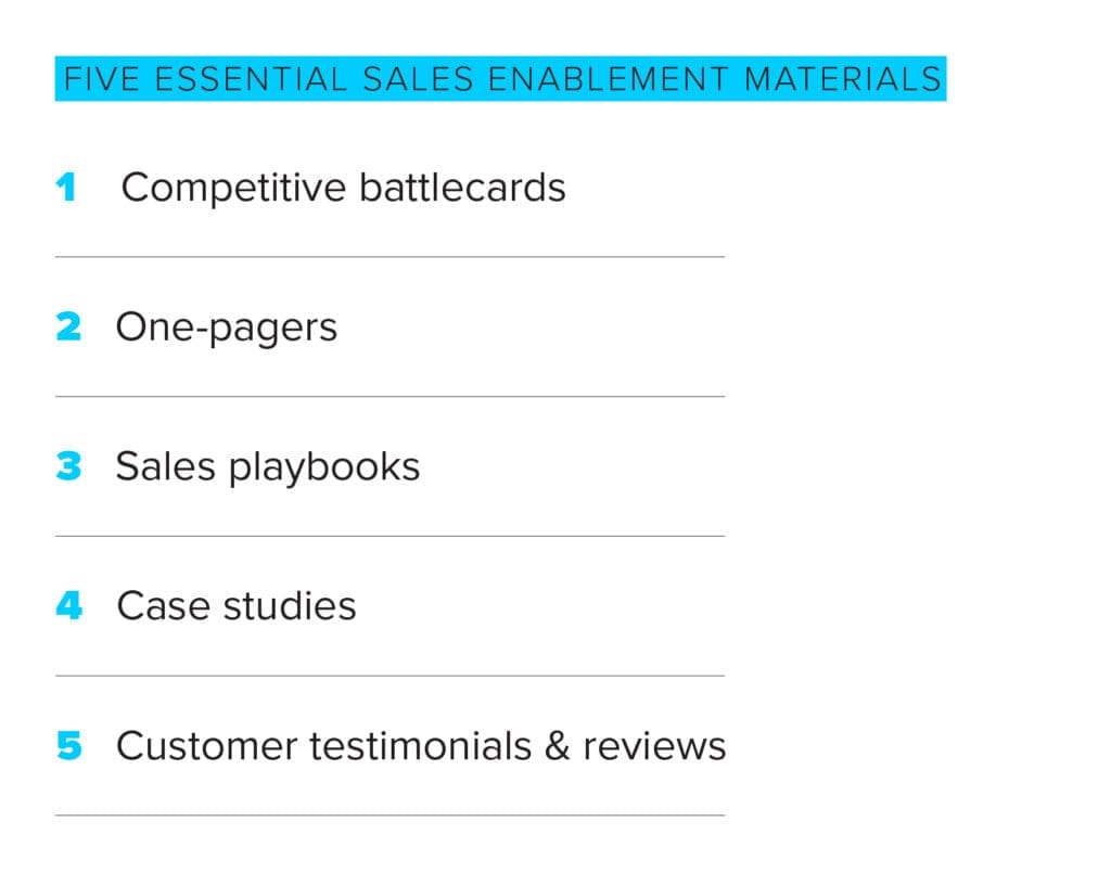five essential sales enablement materials